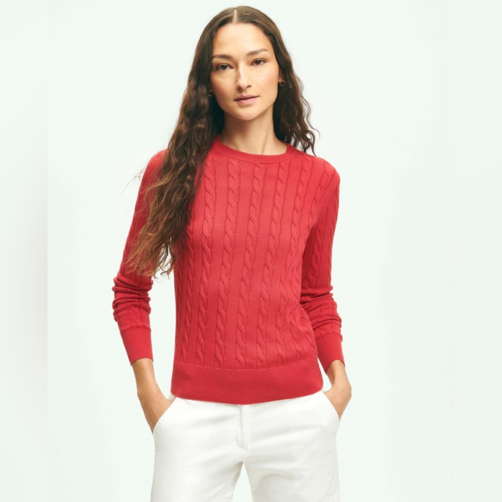 ✨ BROOKS BROTHERS ✨ Supima Cotton Cable Crewneck Sweater